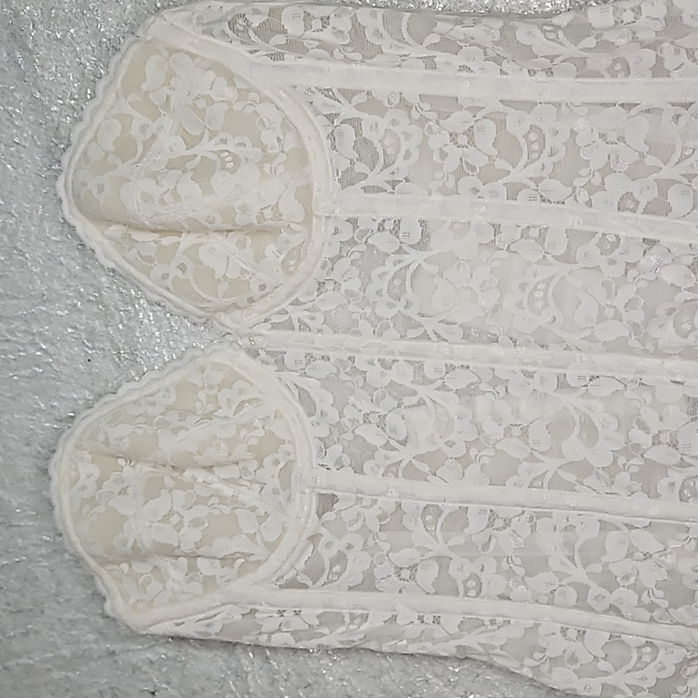 80s Frederick's of Hollywood Lace Sweetheart Boned Bodice Bustier Corset - Picture 2 of 9